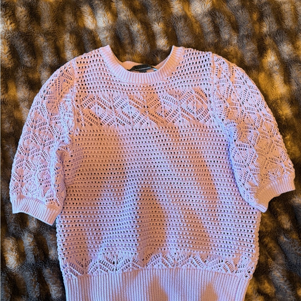 NWOT WHBM Puff Sleeve Pointelle Sweater